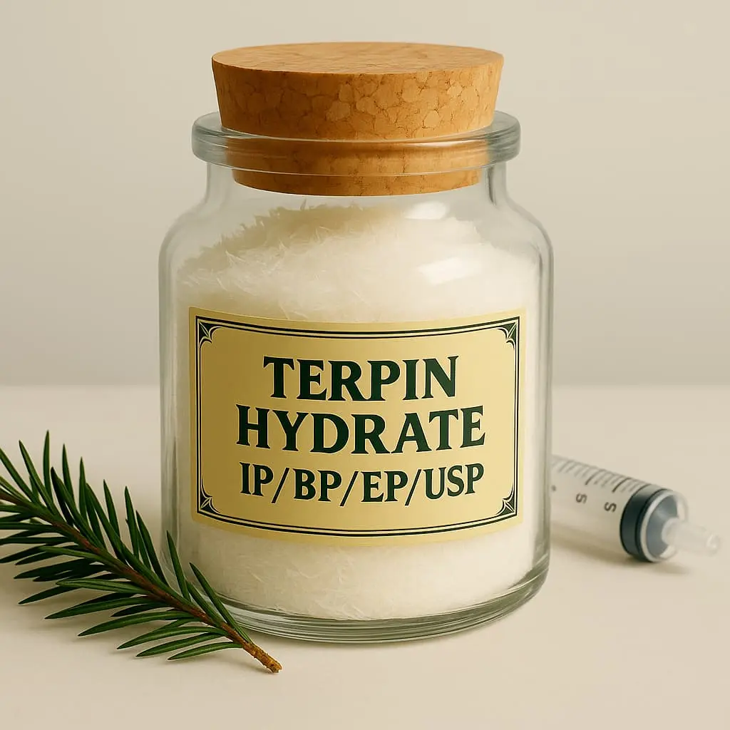 We are the leading manufacturer and supplier of Terpin Hydrate IP BP EP USP